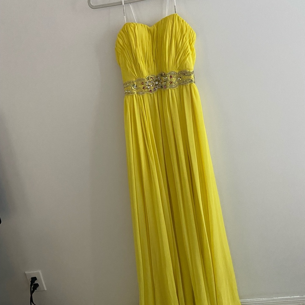 Yellow jeweled waist dress
